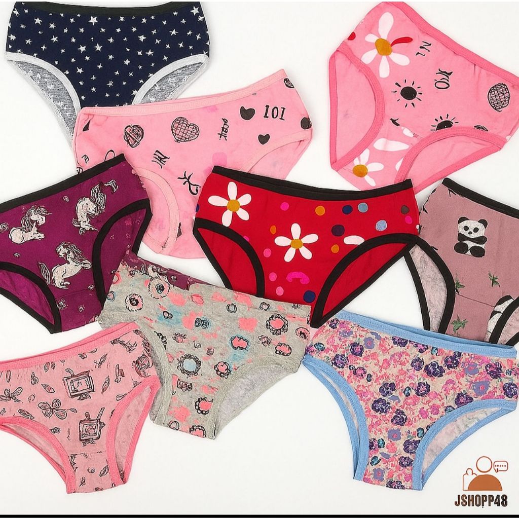 Calcinha Infantil Algodão Estampada 10 ou 5 unidades em Oferta na Shopee