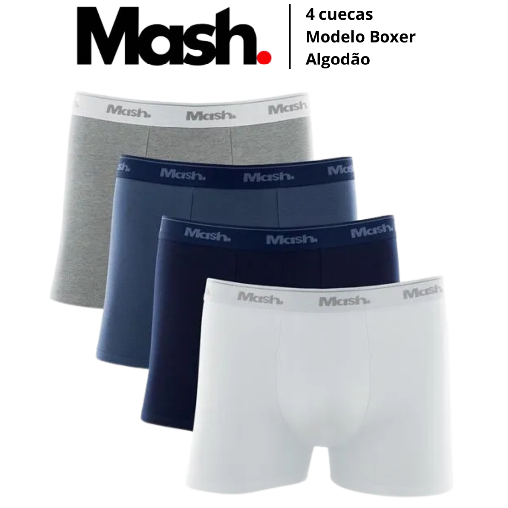Kit 4 Cuecas Boxer Mash Masculina Algodão Box Original