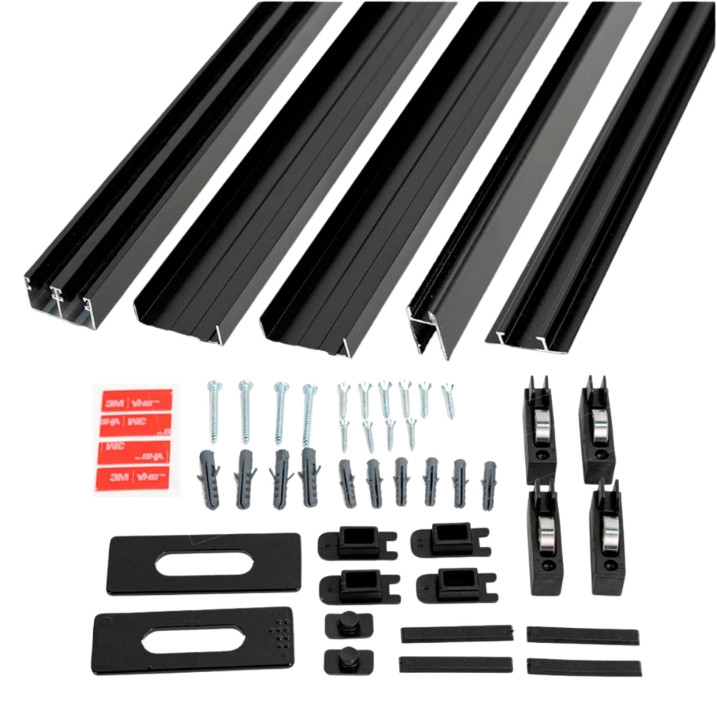 Kit Pia AL 1,50MX1,20M de Cozinha Alumínio Para Porcelanato Gabinete Preto - Fast Vidros