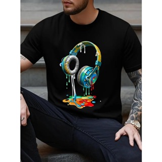 Camiseta Algodão Adulto Infantil PlusSize Fone Ouvido Derretido Colorido DJ Streetwear Premium em Oferta na Shopee