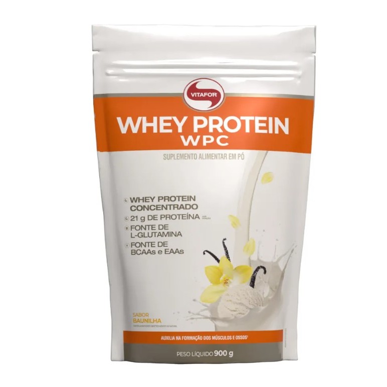 Whey Protein Concentrado WPC Refil 900g Sabores Vitafor em Oferta na Shopee