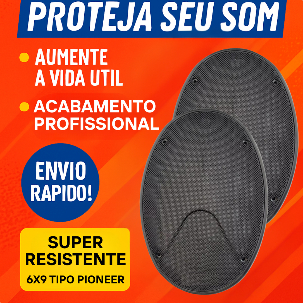 Tela Alto Falante 6x9 Polegadas Tipo Pioneer Par Grade de Proteção Automotiva Preta 69 Plastico Oval em Oferta na Shopee