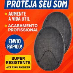 Tela Alto Falante 6x9 Polegadas Tipo Pioneer Par Grade de Proteção Automotiva Preta 69 Plastico Oval