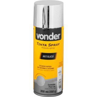 Tinta Spray Cromado Metálico Uso Geral 350ml Vonder Secagem Rápida - Cromado Metálico
