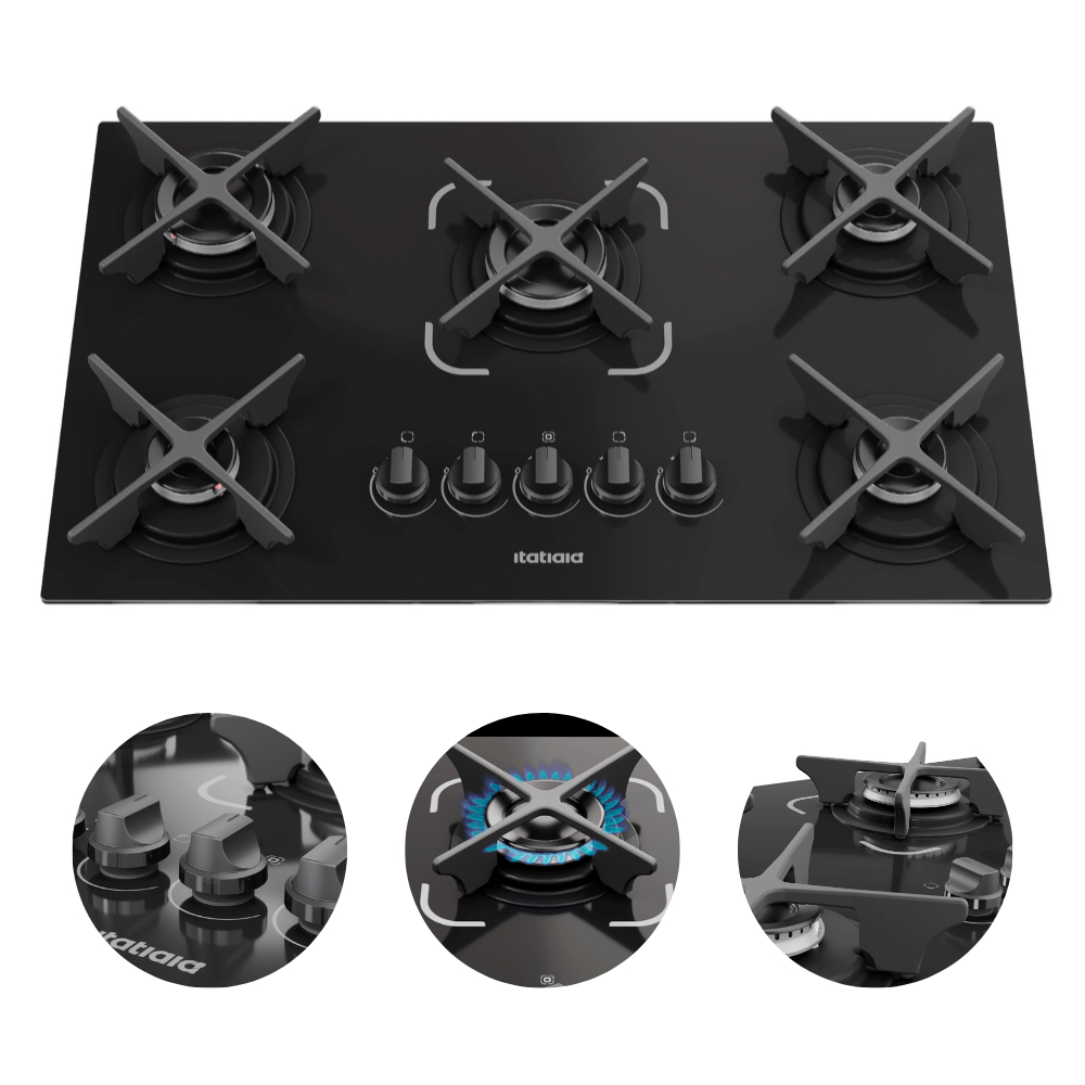Fogão Cooktop 5 Bocas Itatiaia Trempe Ferro Fundido Itacook Premium - Home Appliances