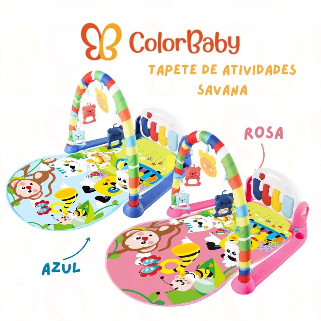 Tapete de Atividades Savana para bebê | Piano Musical Interativo e Móbiles Sensoriais - ColorBaby em Oferta na Shopee