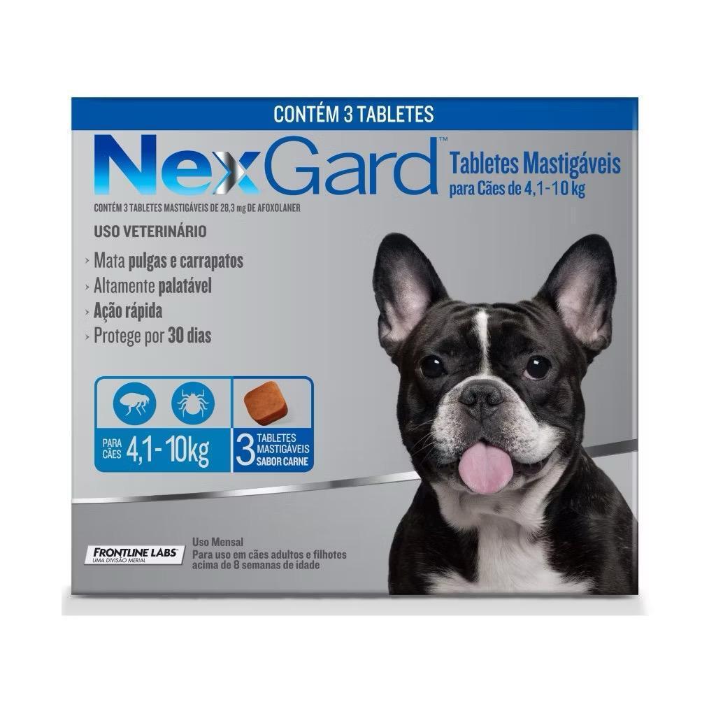 Antipulgas e carrapatos para cães  4,1 a 10kg - Kit com 3 comprimidos