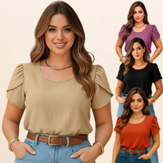 BLUSA FEMININO MODA SOCIAL BLUSAS FEMININA CONFORTÁVEL LUXO BLUSINHA BASICA DUNA PREMIUM MODA ESTILOSA LISA BASICA VERÃO em Oferta na Shopee