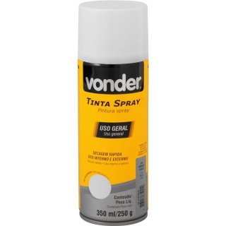 Tinta Spray Branco Fosco Uso Geral 350ml Vonder Secagem Rápida - Branco Fosco