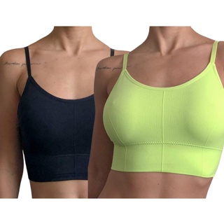 Kit 2 Top De Alcinha Academia Feminino Fitness Com Bojo Liso em Oferta na Shopee