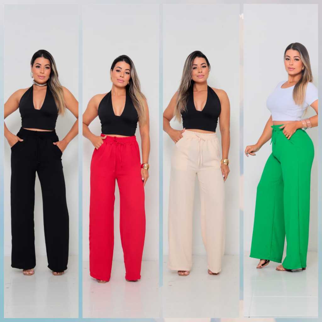 Calça Pantalona Feminina Tecido Duna com elastico na cintura calça flare folgadinha
