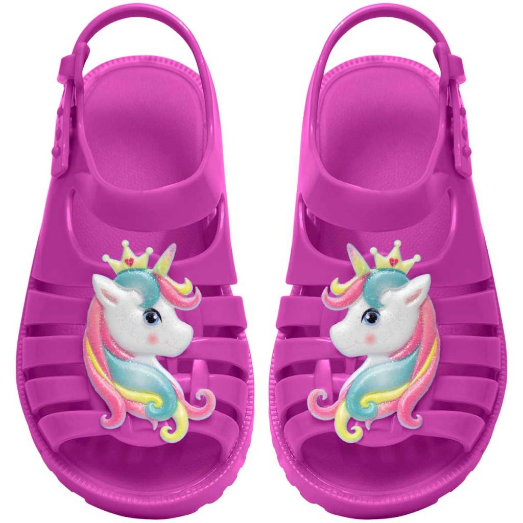 Sandália Rasteira Unicórnio Nº 19 Ao 26 Infantil Menina 12.69