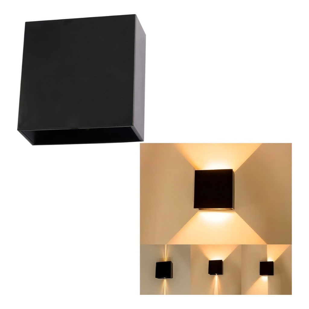 Luminaria Arandela Parede Led Facho Duplo Ajustavel 6w Externo Estrutura Preto 110V/220V