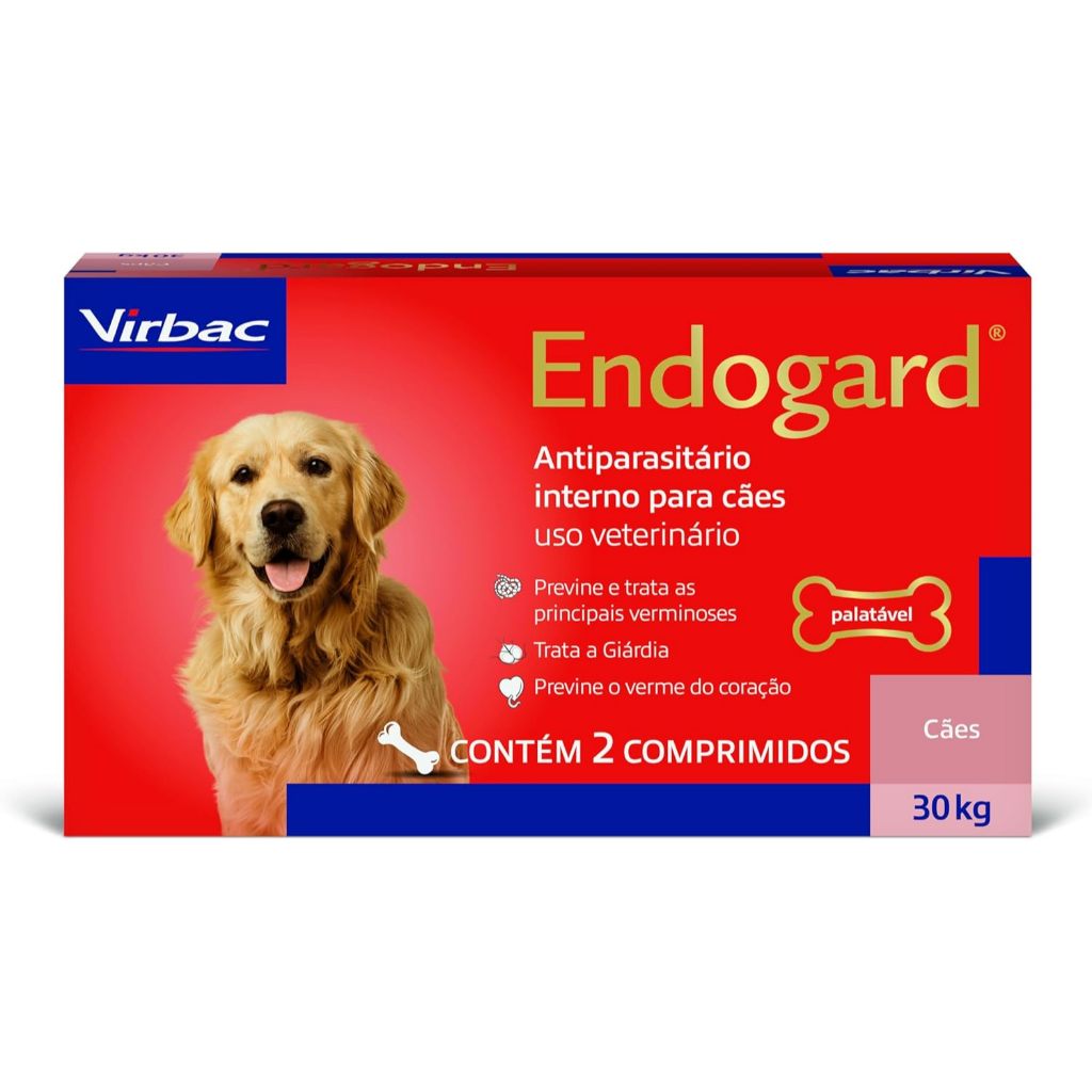 Vermífugo Endogard Virbac Cães de 30 Kg com 2 comprimidos em Oferta na Shopee