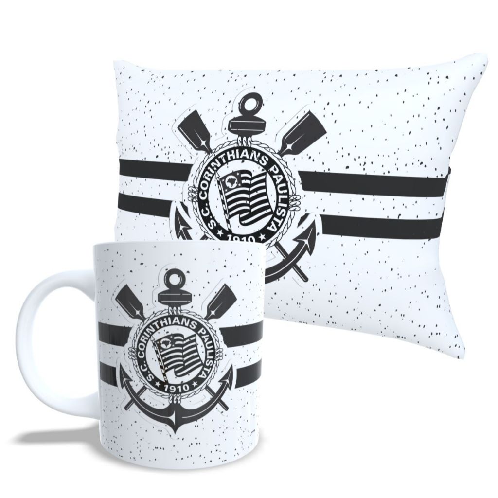 Kit almofada e Caneca Personalizada Seu time Timão, Gaviãóes presentee Romantico e ideal Oferta