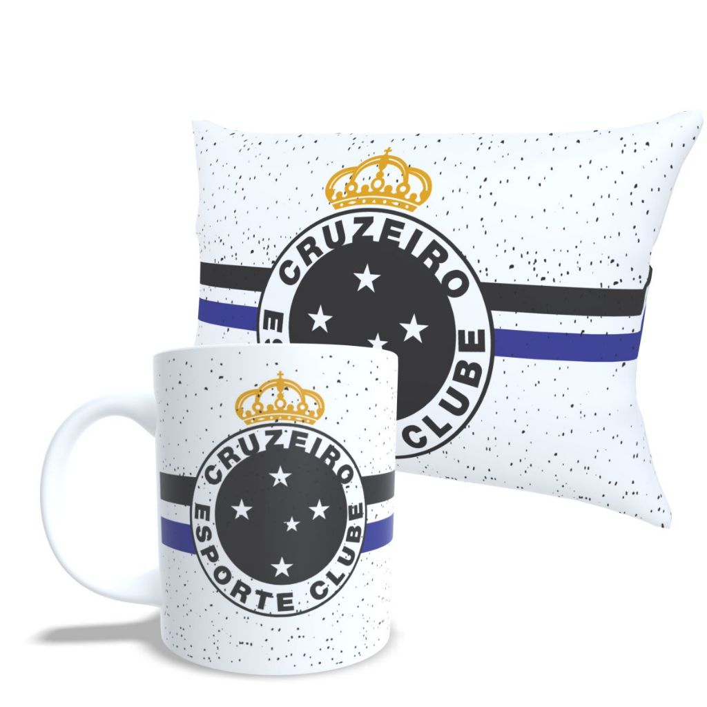 Kit caneca Personalizada + Almofada Cruzeiro PResente Ideal, Oferta Cruzeiro varios outro times