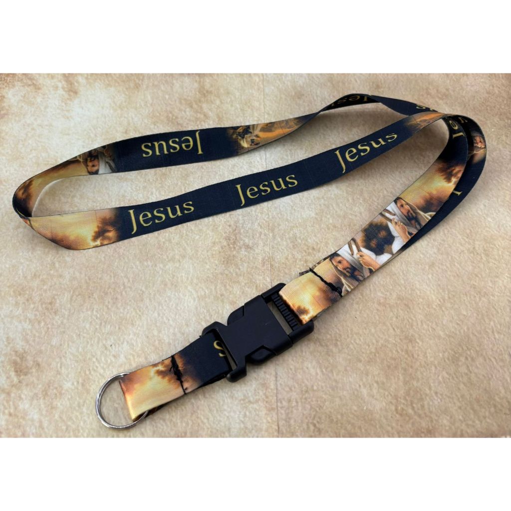 Chaveiro Jesus cordão em tecido para chave, crachá