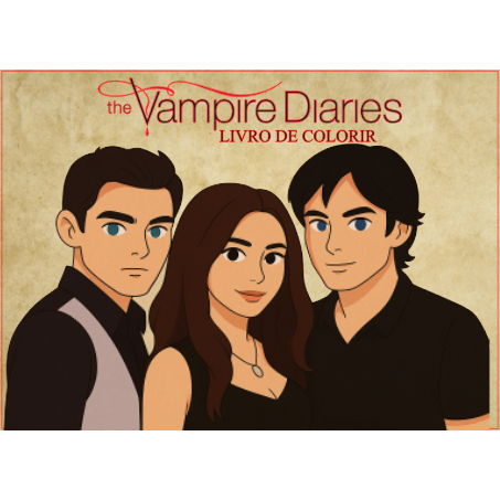 Livro de colorir|Tema TVD The Vampire Diaries - Capa dura - A5- 50 Folhas grossas - Personalizável