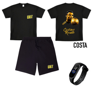 Conjunto Infantil Juvenil Menino Estiloso CR7  Kit Verão Camisa E Bermuda + Relogio em Oferta na Shopee