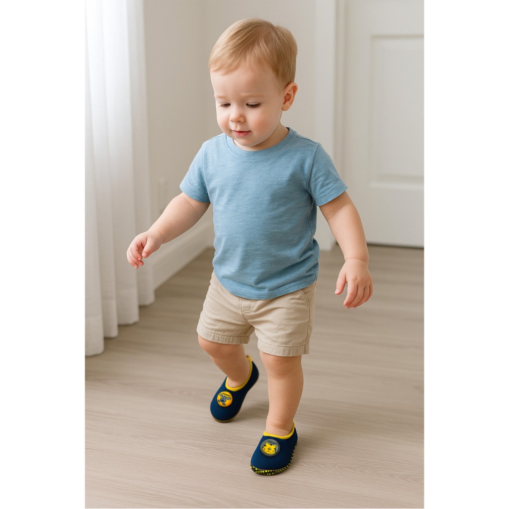 Sapatilha Infantil Antiderrapante Etiquetas Trocáveis Animais Gato Rato Cão Menino Magicc Kids S117