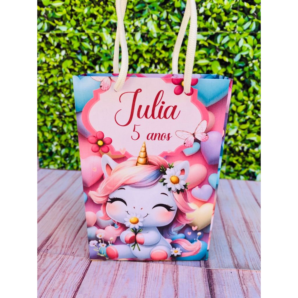 Sacolinha Surpresa Personalizada Unicórnio  /  Lembrancinha Unicórnio Baby / Sacolinha Aniversário PEGUE E MONTE