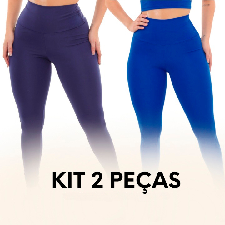 Kit 2 Calças Legging Academia Anti-Transparencia Feminina Fitnnes Suplex