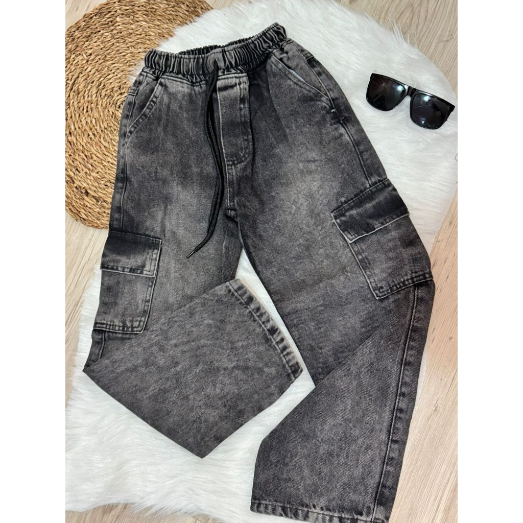 Calça Cargo Infantil e Juvenil 02 ao 16 com Bolsos Laterais em Oferta na Shopee