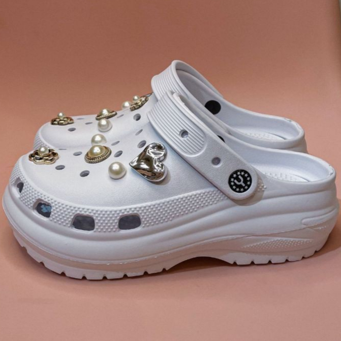 Sandália Chinelo Babuche Plataforma 5cm Feminino  com Acessórios Leve e Confortável