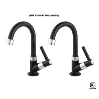 Kit 2 Torneira Lavatório Bica Móvel Banheiro Preta 1/4 de volta em Oferta na Shopee