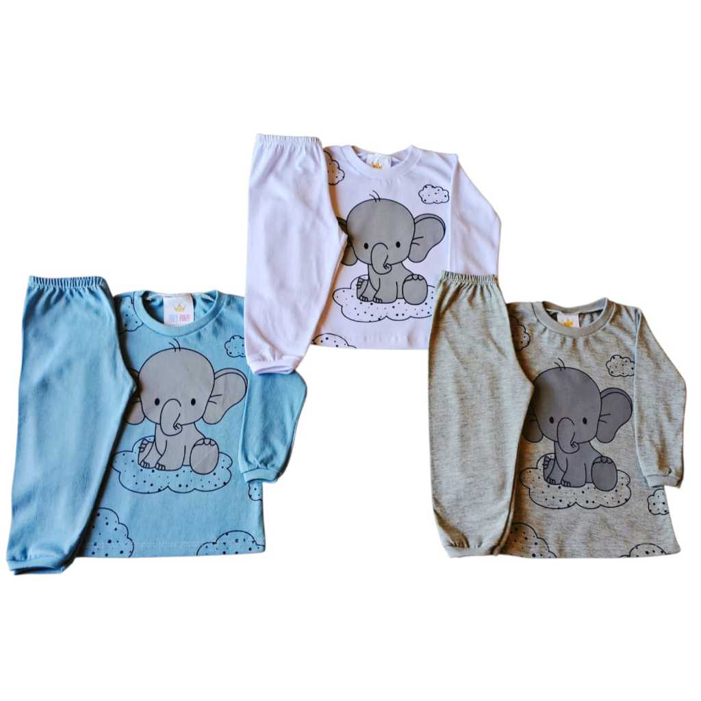 KIt Conjunto Bebê - Blusa Calça Manga Longa 100% Algodão Menina/Menino RN ao GG Ref 2009 em Oferta na Shopee