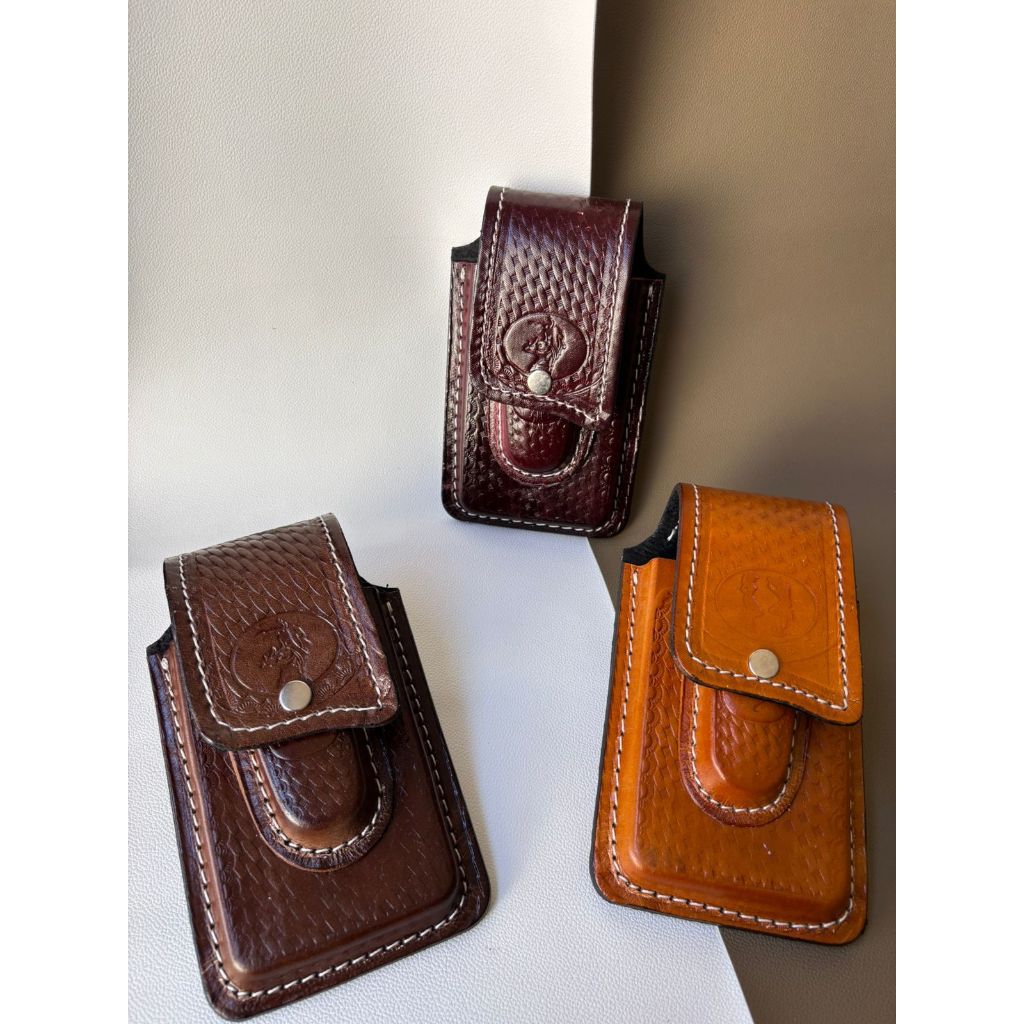 Capa de Couro Bainha para Celular e Canivete