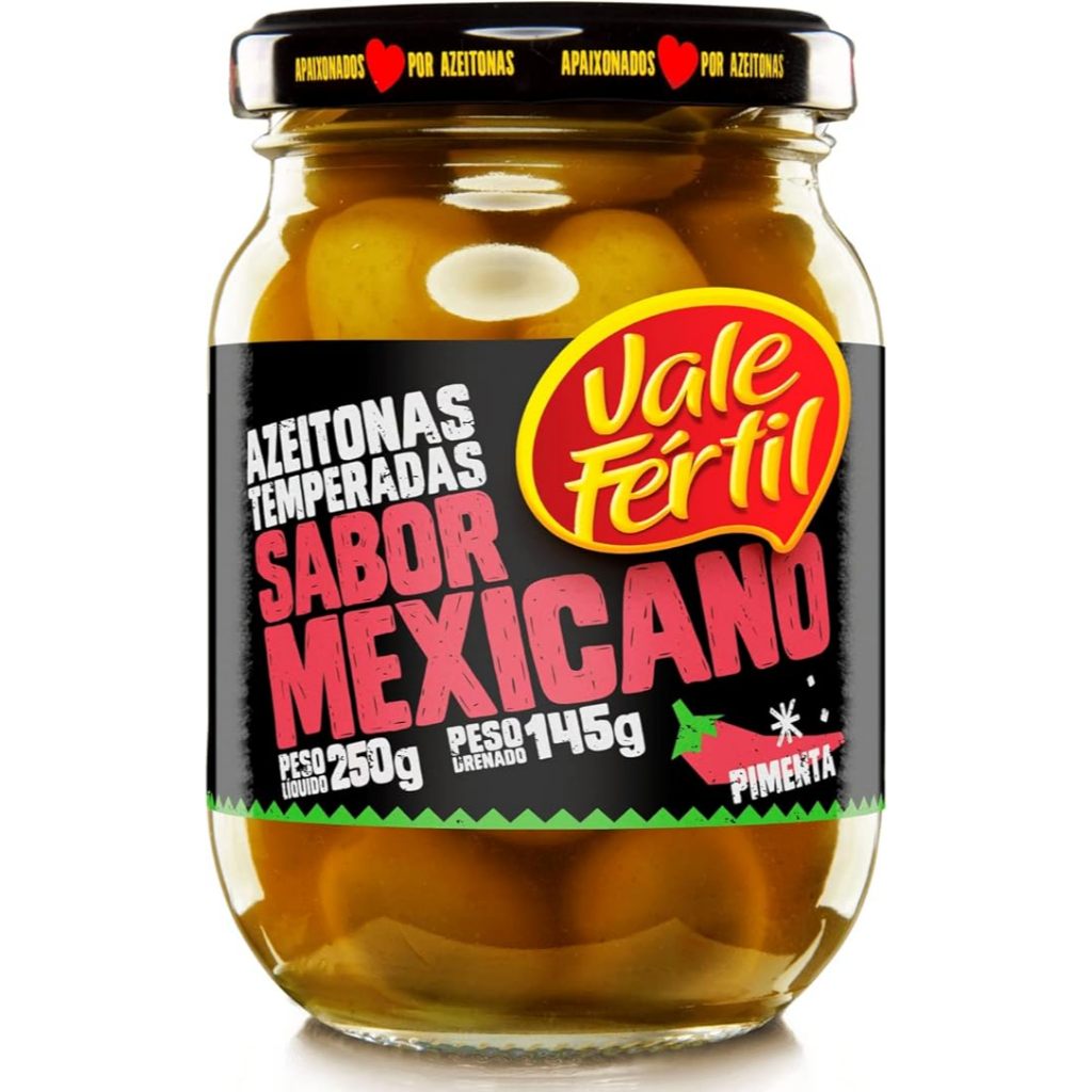 Azeitona Verde Em Conserva Temperada Mexicana Vidro 145g Vale Fértil