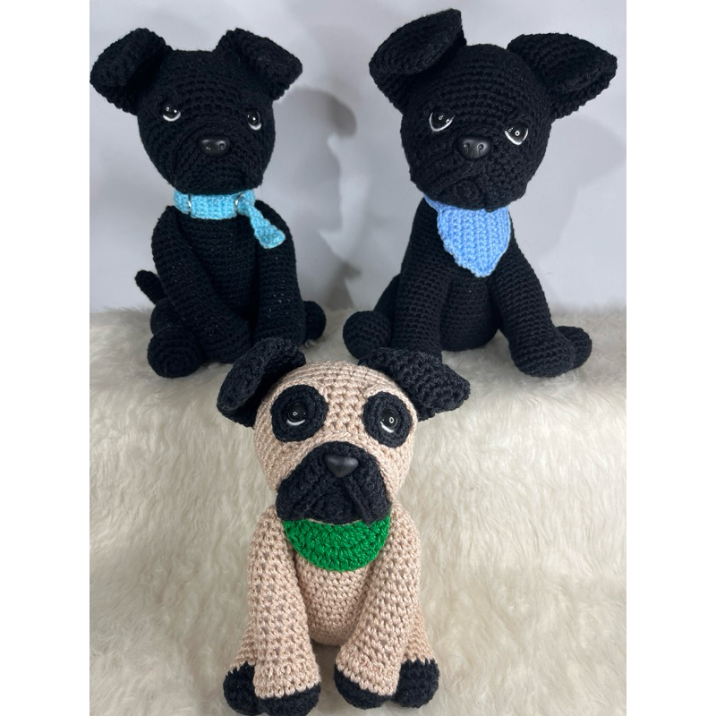 PRONTA ENTREGA Cachorro Raça Pug Em Crochê Amigurumi Pelúcia Cachorrinho Brinquedo Enfeite Decoração
