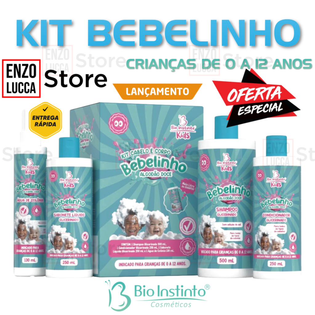 🌟✨ LANÇAMENTO EXCLUSIVO! ✨🌟 🍼💙 Chegou o Kit Bebelinho Algodão Doce - Bio Instinto Kids! 💙🍼 em Oferta na Shopee