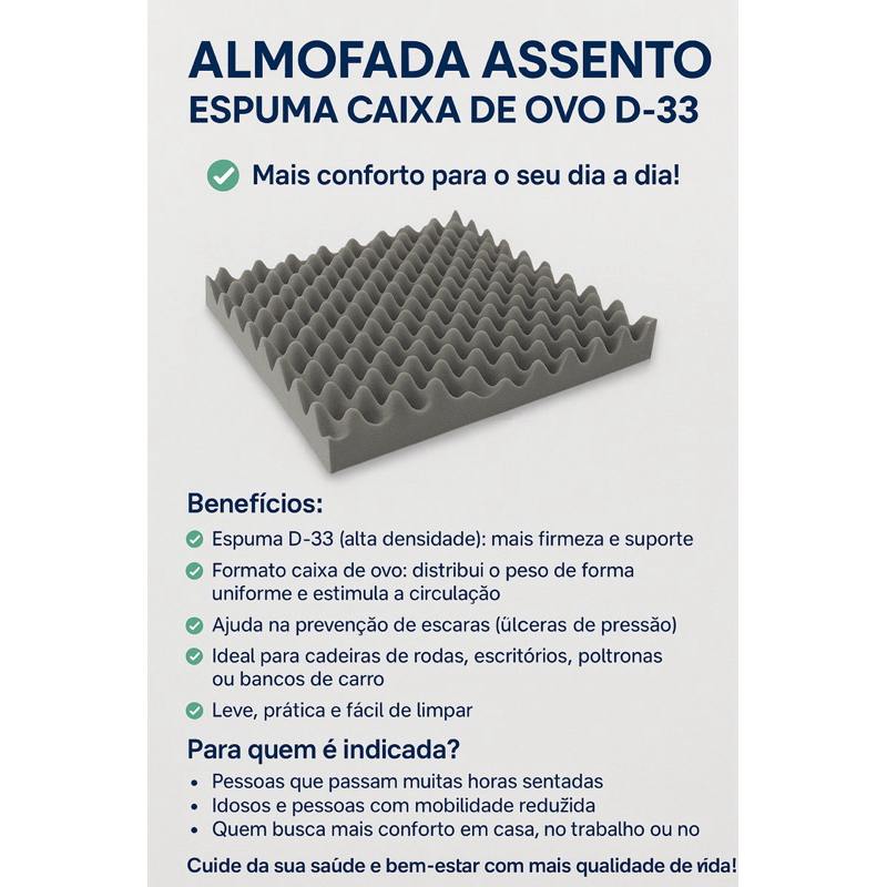 Almofada Quadrada Espuma Caixa de Ovo D33 45x45 Cinza-escuro