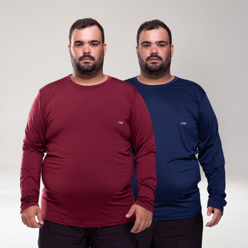 Kit 2 Camisa Proteção Solar Plus Size Unissex Segunda Pele UV 50+ Tamanho G1 G2 G3 G4 G5 em Oferta na Shopee