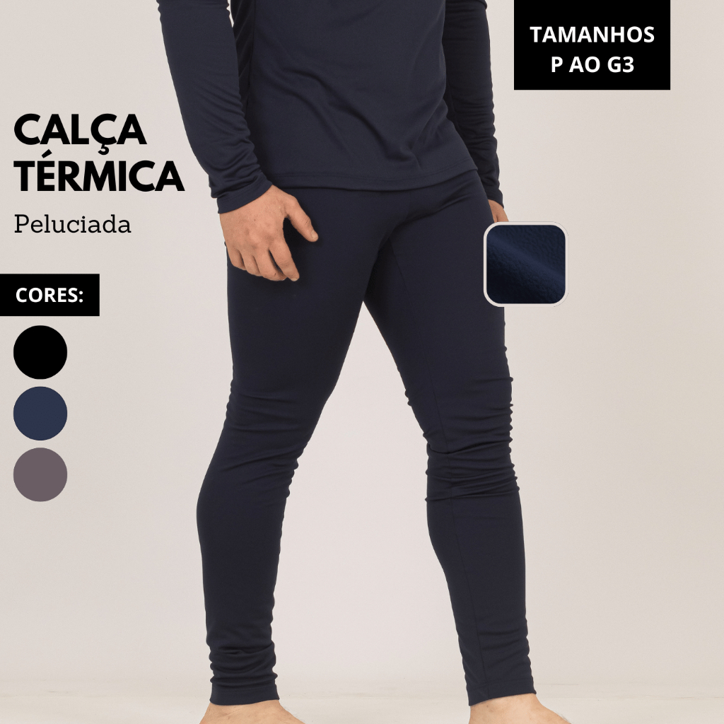 Calça Térmica Masculina Legging Flanelada Segunda Pele Peluciada Inverno P ao G3 Lavin basic