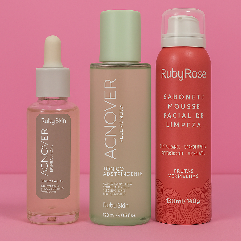 Kit Pele Limpa e Controlada: Mousse de Frutas Vermelhas + Sérum + Tônico