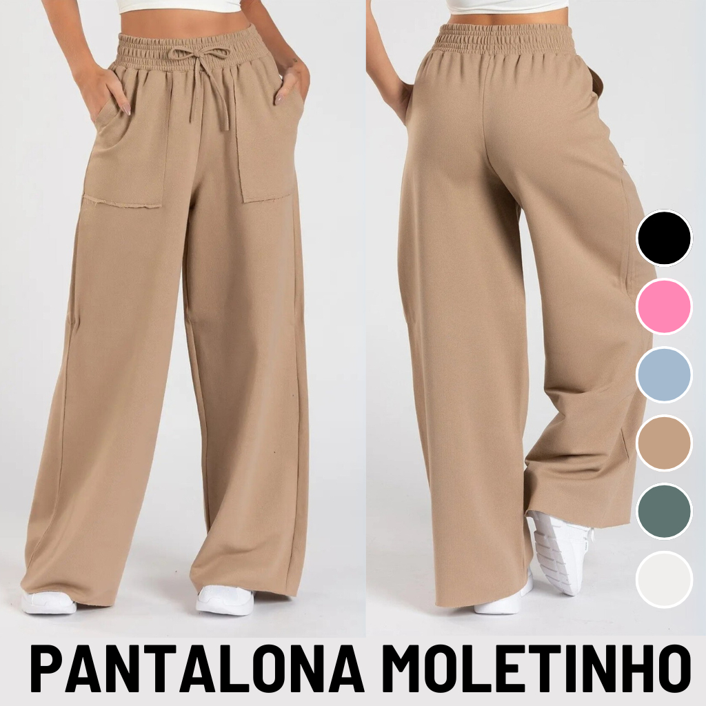 Calça Pantalona Moletinho Feminina