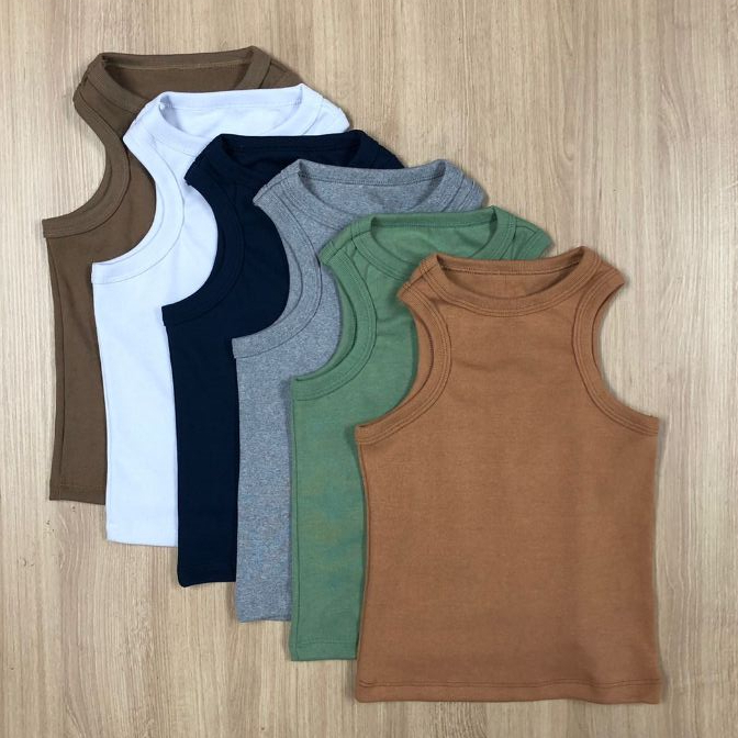 Blusa Regata Feminina Canelada Ribana Basica Tendência  Blusinha Lisa Branca Preta
