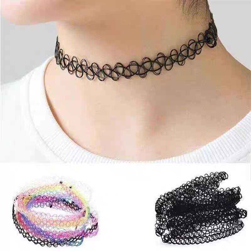 Kit 36 Gargantilha Colar Chocker Coleira Tipo Tattoo De Nylon Várias cores