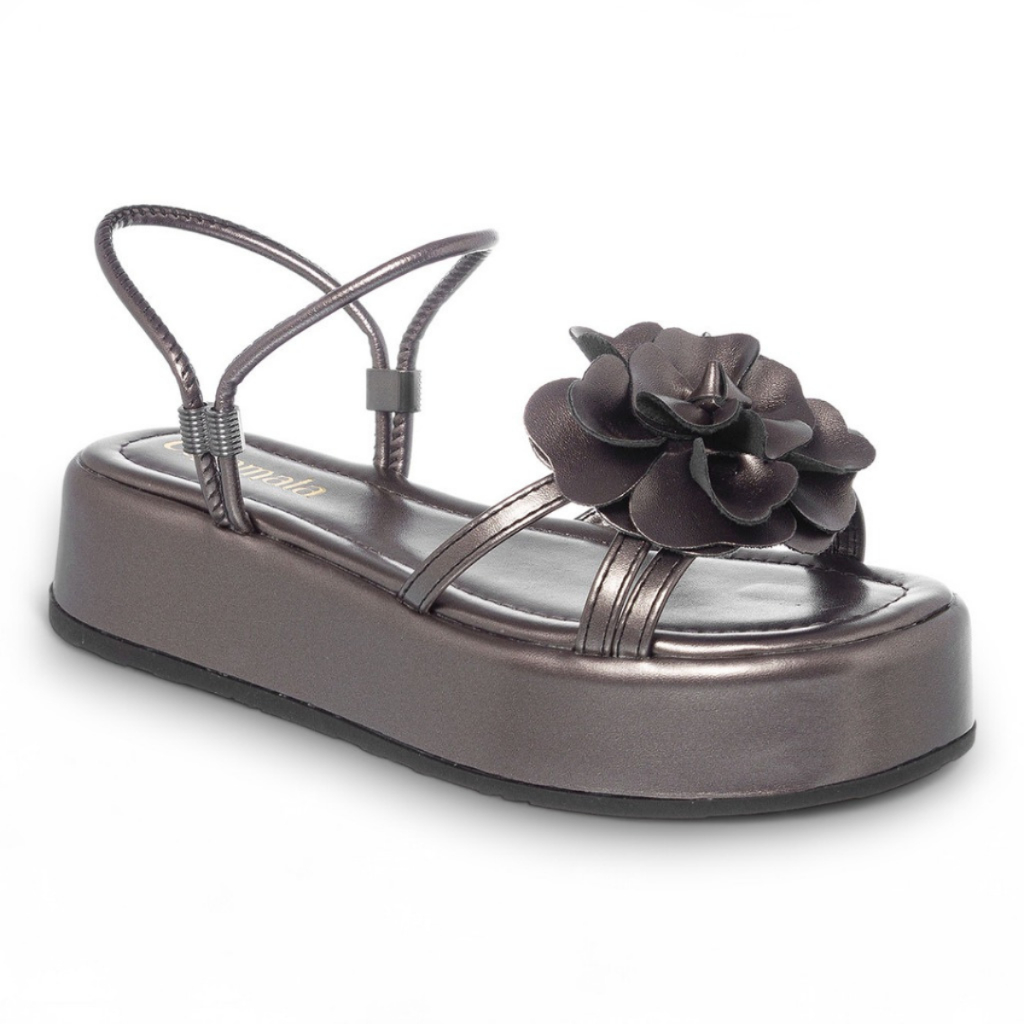 Sandália Flat Feminina Papete Flatform Blogueira Plataforma Flor Confortável Leve Calamata em Oferta na Shopee