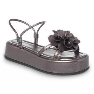 Sandália Flat Feminina Papete Flatform Blogueira Plataforma Flor Confortável Leve Calamata em Oferta na Shopee