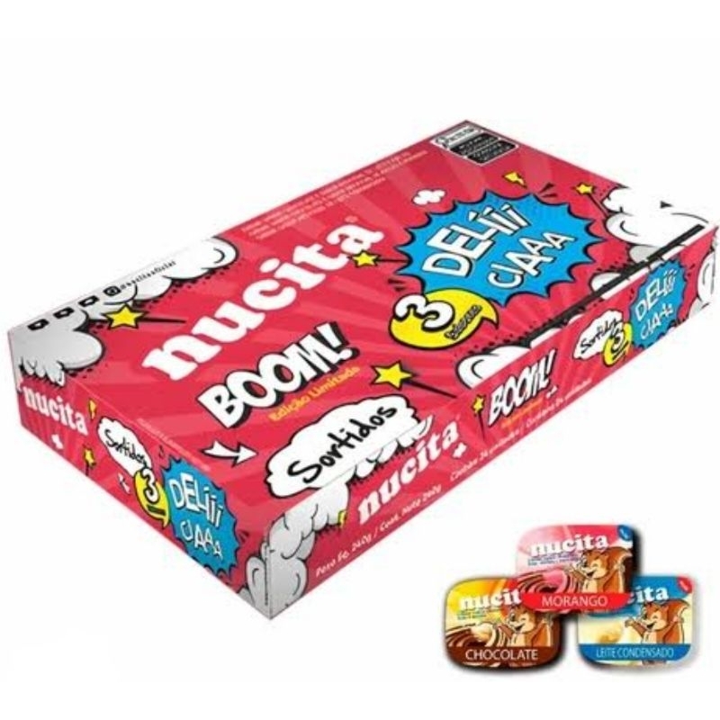 Creme Nucita chocolate,Morango,Leite Condensado caixa com 24 unidades em Oferta na Shopee