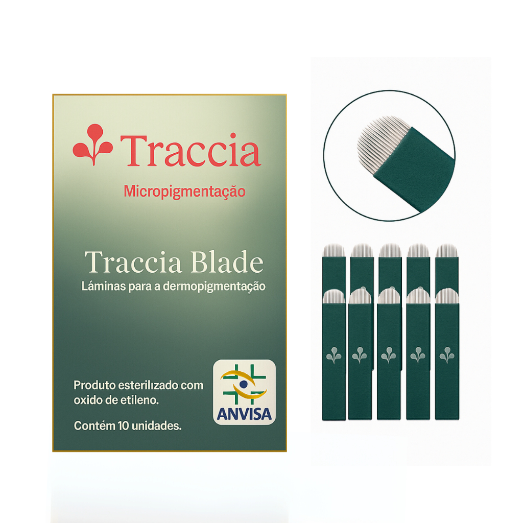 Kit 10 Laminas 18u 0,15mm Anvisa Traccia Flex Nanoblading Fio a Fio micropigmentação Nano Blade Tebori sobrancelhas