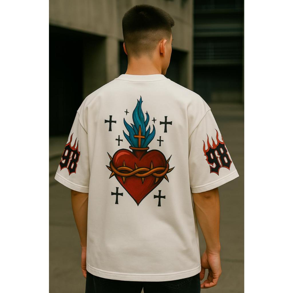Camiseta streetwear Masculina Oversized  Estilo Urbano Masculino Branca
