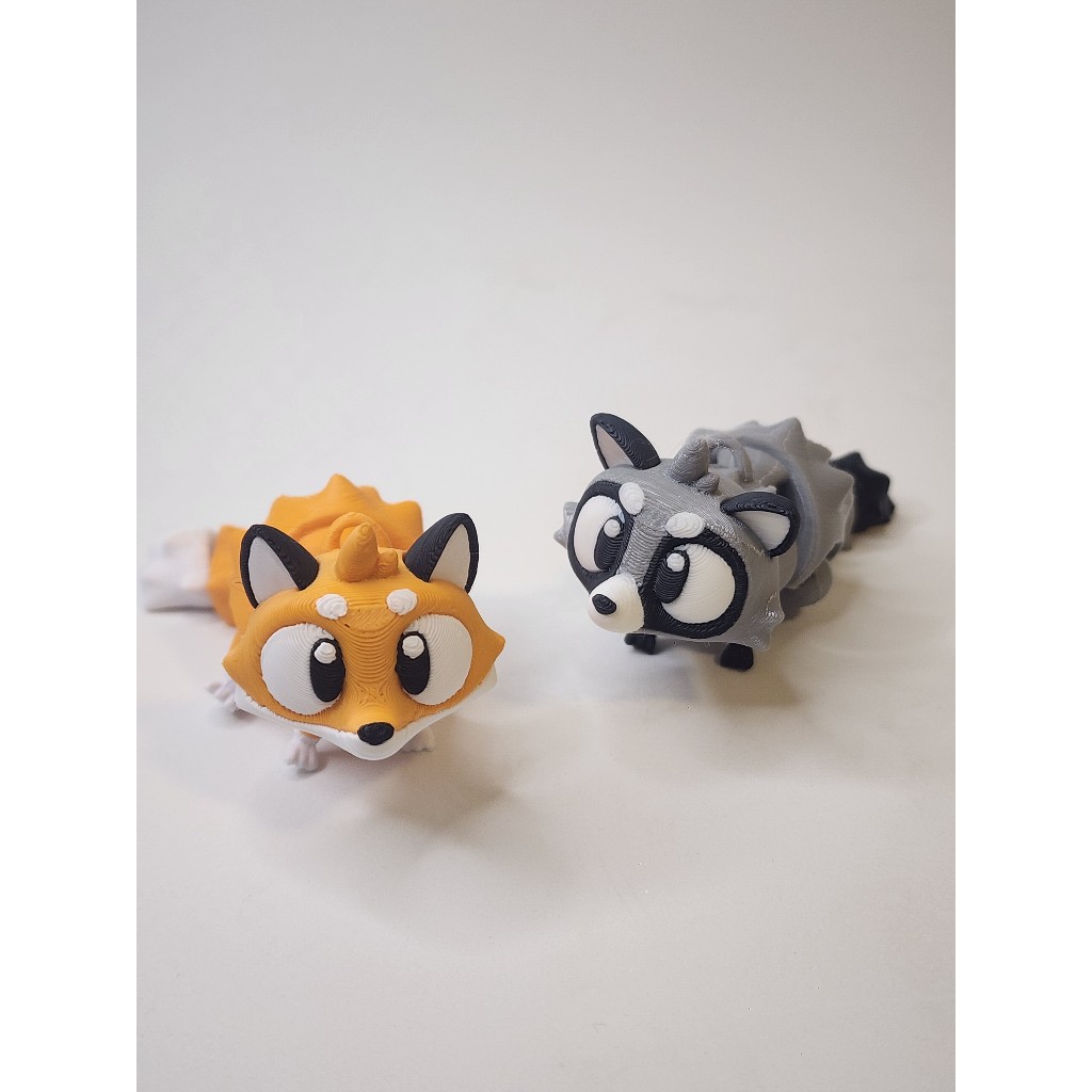 KIT Raposa e Guaxinim articulados com e sem chaveiro, chaveiro feminino, brinquedo masculino