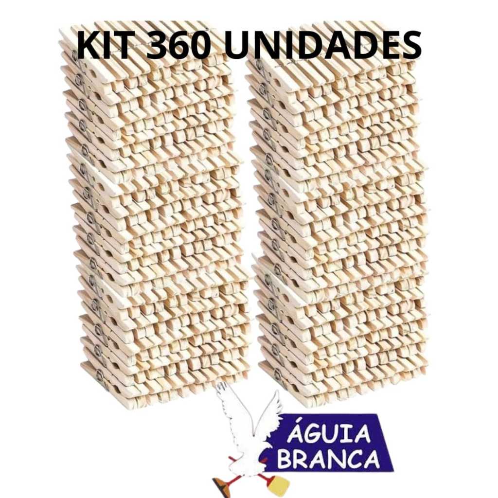 360 Prendedores de madeira ÁGUIA BRANCA tamanho tradicional ENVIO IMEDIATAMENTE em Oferta na Shopee