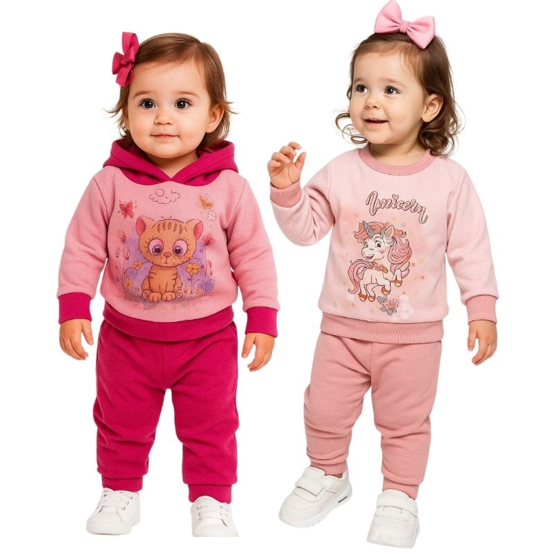 conjunto infantil inverno menina conjunto moletom infantil feminino  conjunto de frio menina agasalho de frio