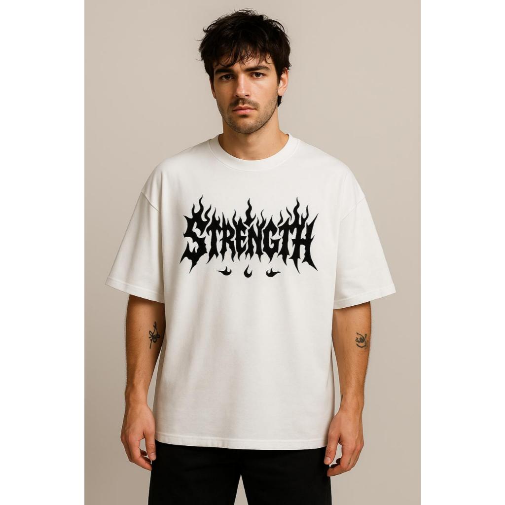 Camiseta streetwear Masculina Oversized Estilo Urbano Masculino Strength
